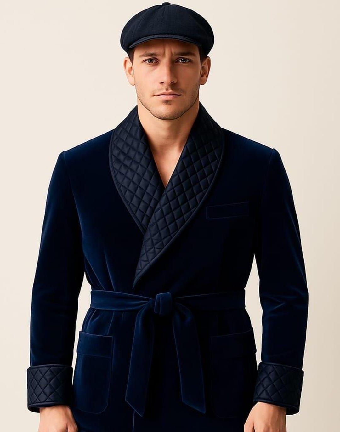 Men's Turquoise Robe Men's Blue Velvet Robe: Quilted Satin Collar, Luxury Loungewear - Etsy