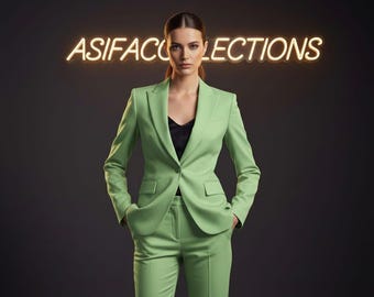 Luxe groen damesbroekpak | Op maat gemaakte blazer- en broekset | Elegante kantoorkleding | Krachtpak voor dames Feest Formele evenementen Geschenken Pakken.