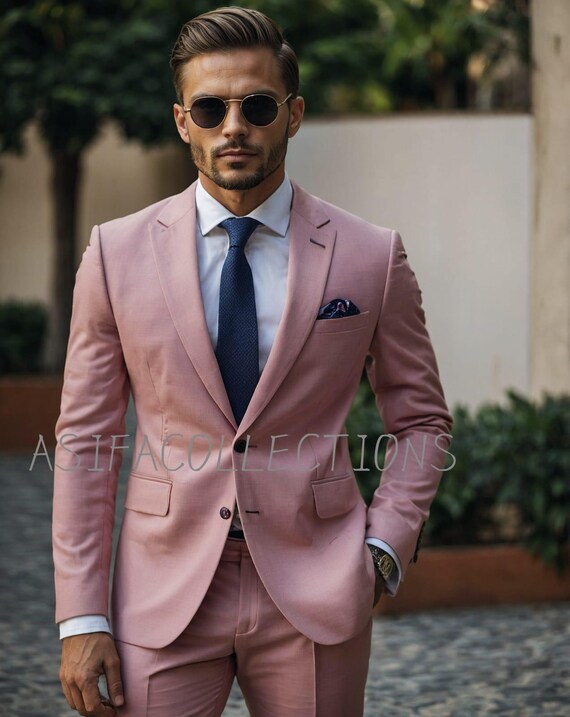Blush Pink Two-Piece Suit: Elegant Slim Fit Wedding Suit Blush Pink Two-Piece Suit: Elegant Slim Fit Wedding Suit