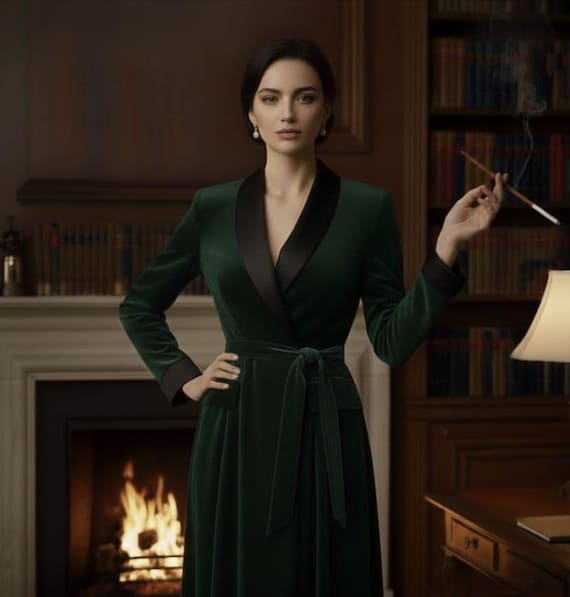 green emerald velvet dress THE FAM STUDIO Smoking Jacket, Men Double Breasted Luxury Velvet Green  Cigar Robe for Dinner at Amazon Men's Clothing store main image 0