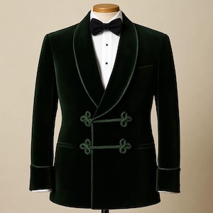 Emerald Green Velvet Tuxedo Jacket: Satin Shawl Lapel, Luxury Party Wear
