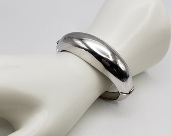 Vintage Coro Bangle Bracelet Hinged Silver Tone