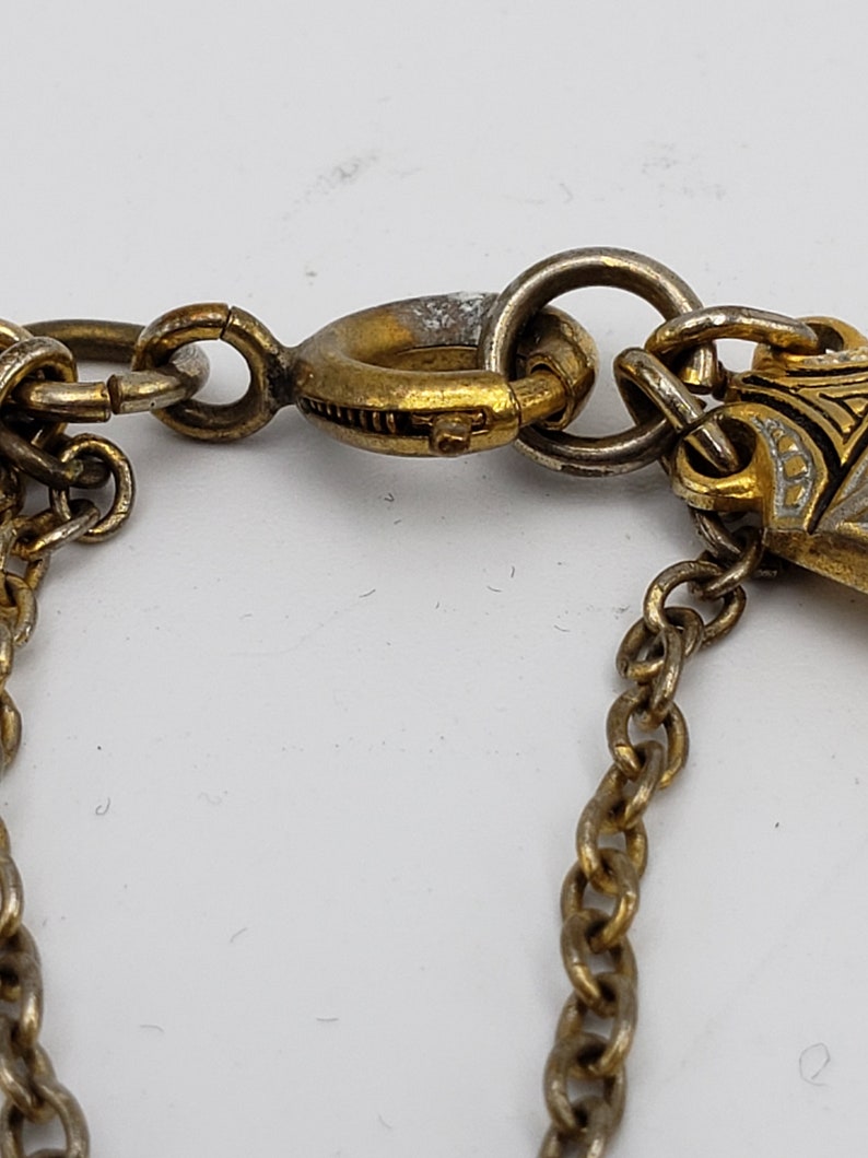 Art Deco Damascene Enamel Bracelet Gold Tone rectangular links and Black Gold Geometric Link bracelet,- 2.50 shipping Quality