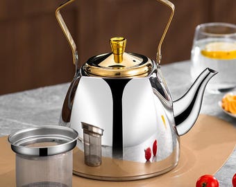 Hervidor de acero inoxidable / Hervidor para cocina de gas / Hervidor para cocina de inducción / Hervidor de acero inoxidable con asa / Regalo para el Día de la Madre / Utensilios de cocina