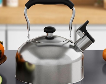 Outdoor camping kettle | stainless steel whistling kettle | whistling teapot | flat-bottom induction cooker kettle | gas stove kettle