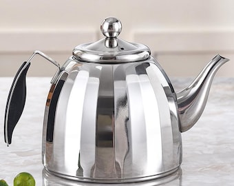 Stainless steel kettle | large capacity teapot | long spout kettle with strainer | open flame kettle | stainless steel teapot|Christmas gift