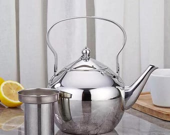 Stainless Steel Teapot: Vintage Stovetop Kettle for Loose Leaf Tea
