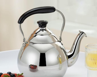 Hervidor de acero inoxidable reforzado / Tetera doméstica / Hervidor con asa de acero inoxidable / Tetera para vitrocerámica eléctrica / Hervidor de llama abierta