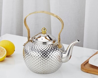Stainless Steel Teapot: Vintage Stovetop Kettle for Loose Leaf Tea