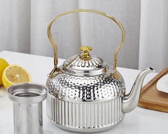 Stainless Steel Teapot: Vintage Stovetop Kettle for Loose Leaf Tea