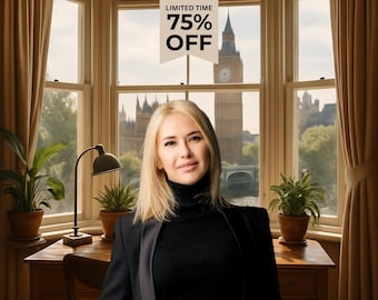 Fondo de Zoom de Londres: Oficina luminosa con vista al Big Ben para reuniones virtuales