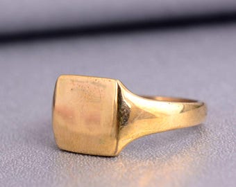Handgemachte Messing Siegelring, verstellbare Gold Ton Unisex Schmuck