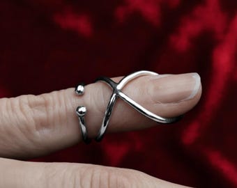 Arthritis finger splint for bcnding sideways lateral deviation sterling silver 925, brass or copper ring for Ehlers Danols, EDS