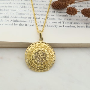 Mystical Brass Amulet Pendant Necklace, Ancient Symbol Jewelry, Handmade Talisman Necklace, Spiritual Protection Charm, Boho Gift for Her