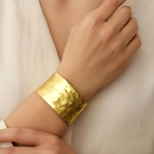 Hammered Gold Brass Cuff Bracelet | Handmade Adjustable Jewelry | Boho Chic Metal Cuff | Gift for Her | Statement Jewelry