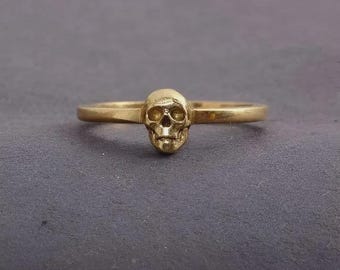 Gouden schedelring, 18k gouden schedelring, handgemaakte ring, boho-sieraden, gotische ring, ringen voor vrouwen, cadeau voor haar, statementring, midi-ring