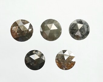 Natuurlijke roosgeslepen diamant van 6-7 mm, een fraaie donkerbruin-grijze/zwarte losse diamant voor op maat gemaakte sieraden.