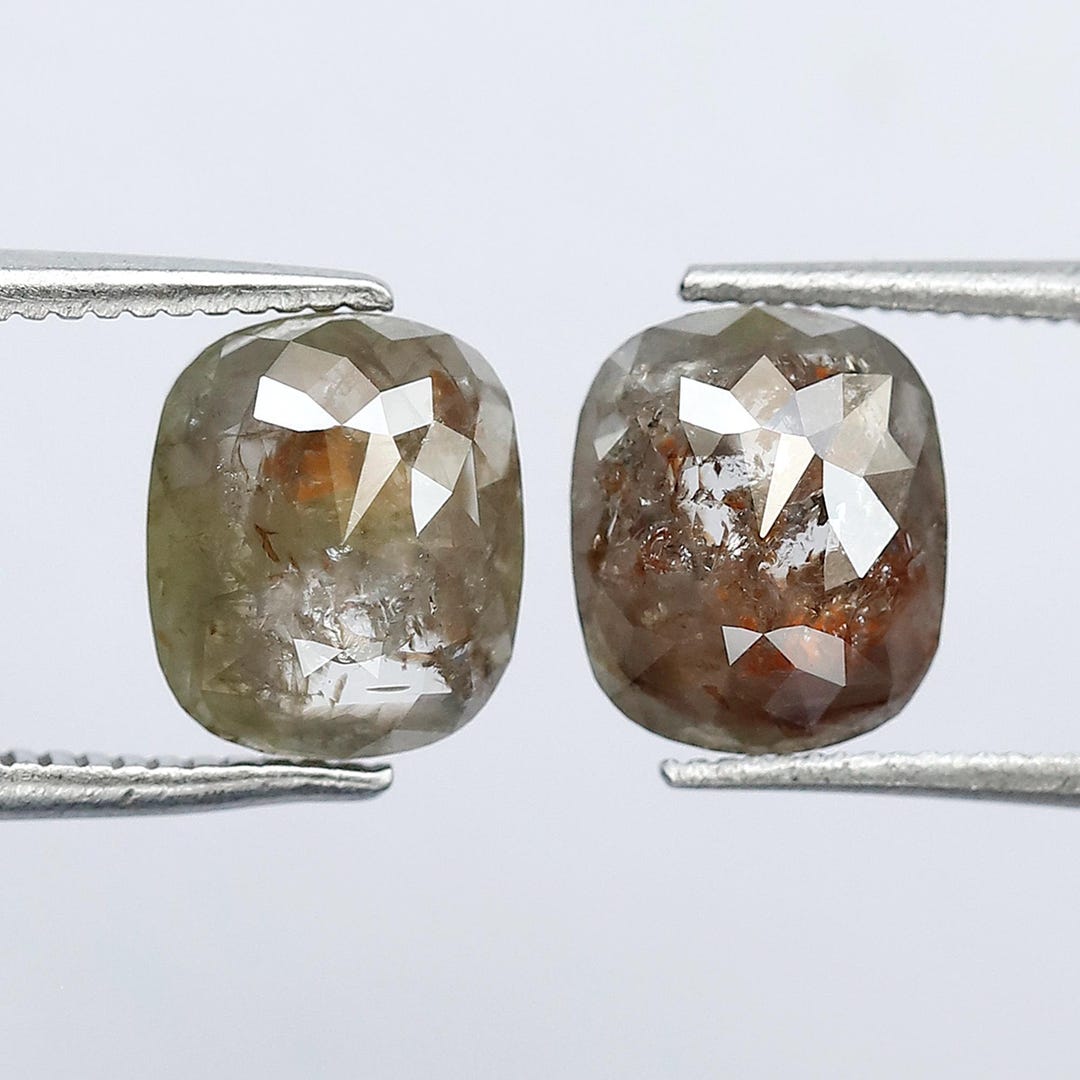 Rustic Greenish Red Cushion Cut Diamond Pair: 2.52 CT Loose Diamonds - Etsy