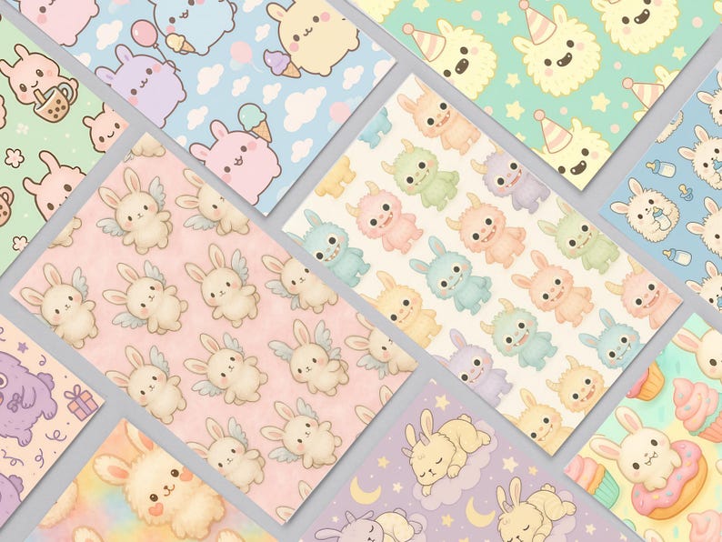 Labubu Seem Less Pattern Design Labubu-inspired Cute Cartoon Seamless Pattern – Printable Digital Art ...