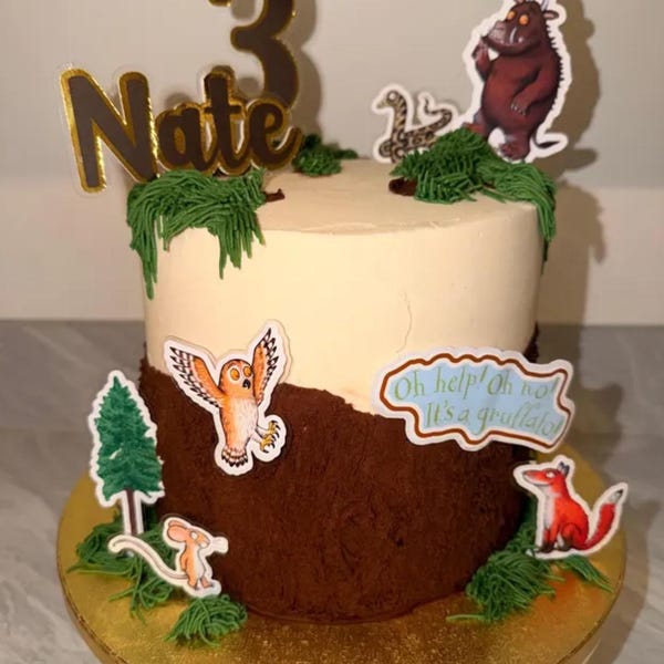 Gruffalo woodland inspired cake topper set - name and age personalisation