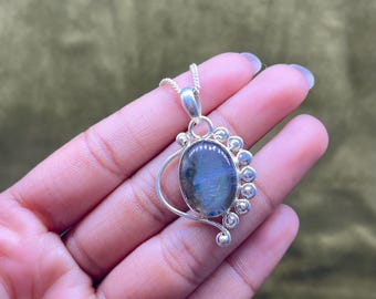 925 Sterling Silver Labradorite Pendant Silver Pendant , Handmade Pendant , Gift For Her