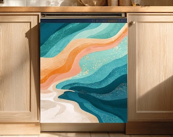 Etui na magnes do zmywarki Coastal Wave: wystrój kuchni inspirowany plażą