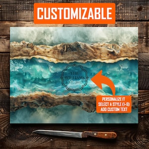 Blue River Tempered Glass Cutting Board: Nature-Inspired Kitchen Decor