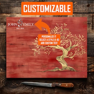 Glass Cutting Board, Olive Tree Chopping Board, Tempered Glass Charcuterie Board, Heat Resistant Serving Board, Personalized Glass Board