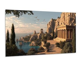 Sztuka ścienna ze szkła hartowanego w starożytnej Grecji | Klasyczny pejzaż morski