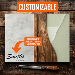 Personalized Tempered Glass Cutting Board: Urban Grain Design, Heat Resistant