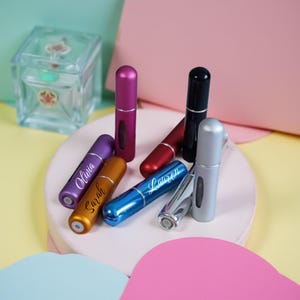 Refillable Perfume Atomizer – 5’li Set, Portable Travel Spray Bottle – Custom Name Gift