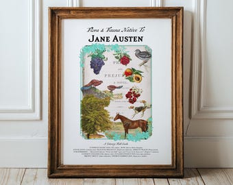 Jane Austen Literary Field Guide, Collage of Vintage Botanical Art