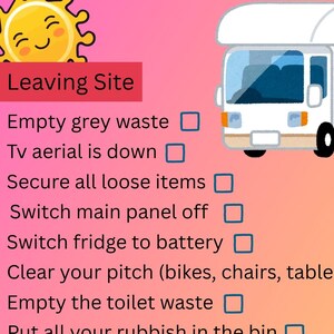 Motorhome Leaving Site Checklist