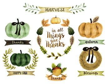 fall clipart hand painted fall clipart fall quotes etsy