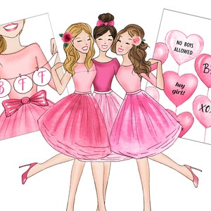 galentines clipart, valentines clipart, girls clipart, girl friends clipart, girl time, girl party, girlfriends