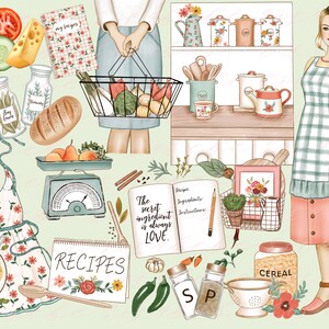 Cuisine cuisine Clipart Stickers art numérique cuisine art mural imprimable Idée cadeau Cuisine saine PNG Sublimation recette imprimable