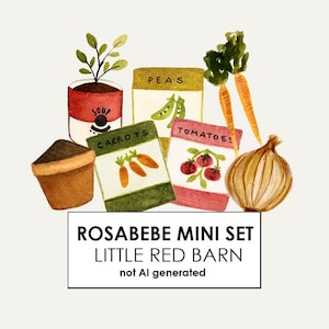 Conjunto PNG de jardinería en acuarela: pegatinas digitales de granja, arte mural de jardín para decoración del hogar, álbum de recortes imprimible, POD