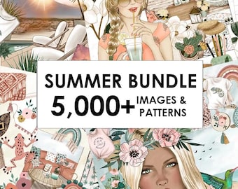Sommer Clipart Bundle: Strand digitale Aufkleber, Planer PNG (digitaler Download