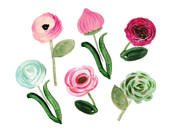 Clipart floral imágenes prediseñadas de flores flores de - Etsy España