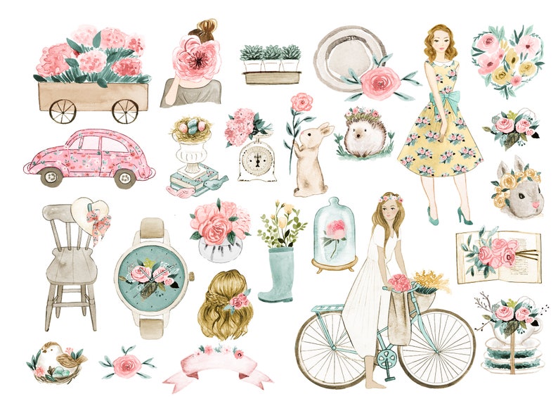 planner clipart spring clipart fashion clipart feminine | Etsy