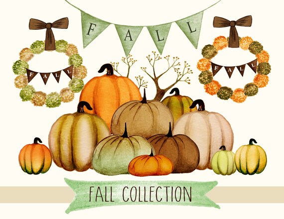 Fallen Erntedank Clipart Clipart Aquarell Herbst Cliparts Etsy