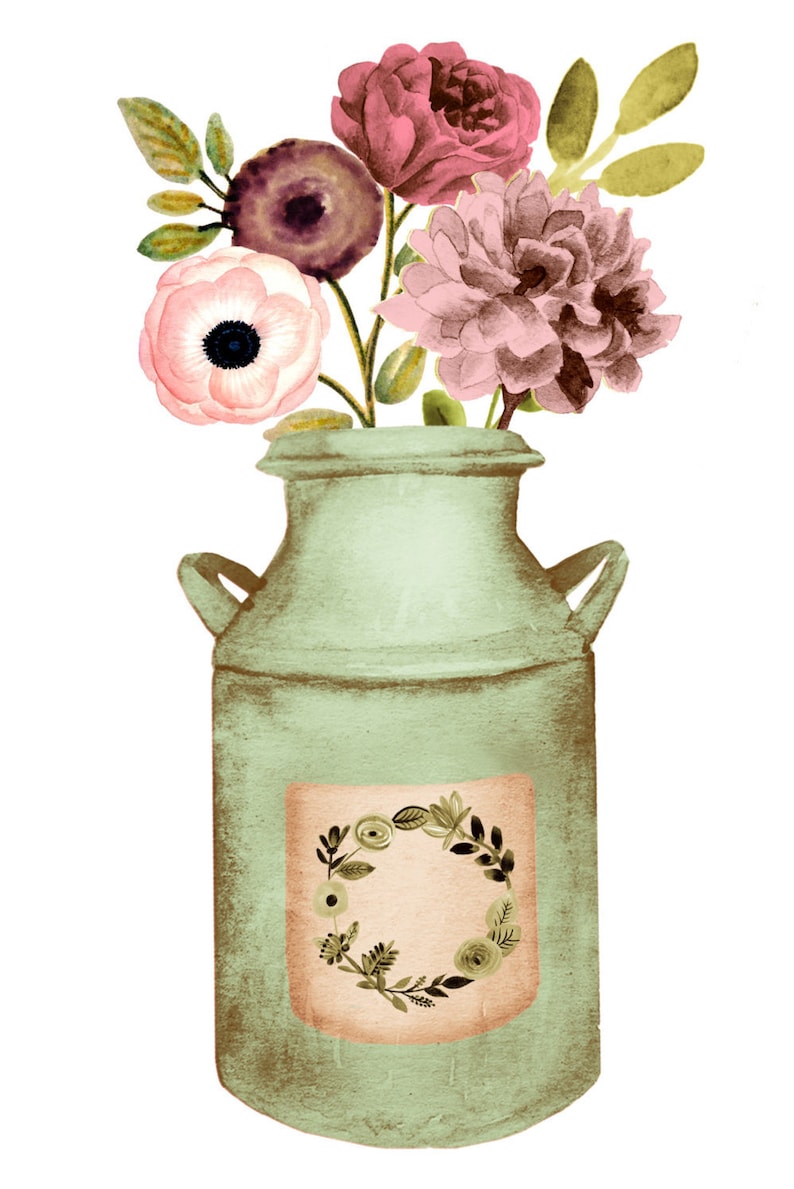 Floral clipart rustic wedding clipart mason jar clipart | Etsy