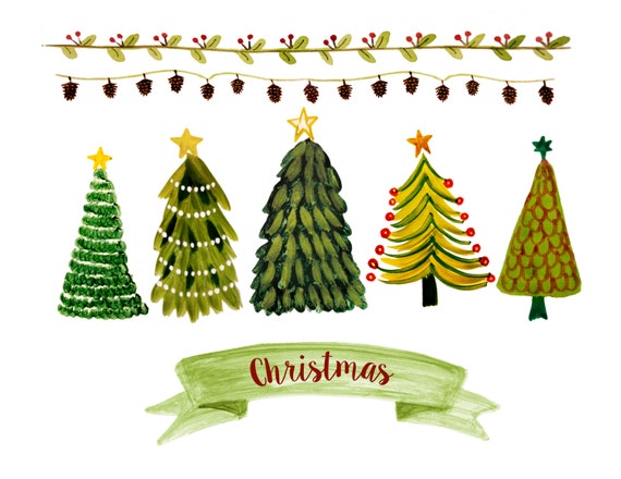 Weihnachtsbaum Cliparts Weihnachten Grenze Cliparts Etsy