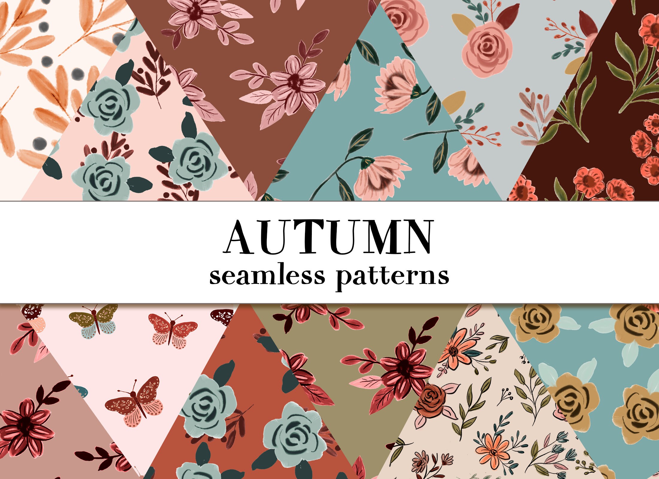 Fall Seamless Patterns Fall Papers Autumn Patterns Fall Etsy