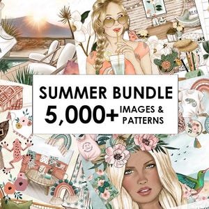 Summer Clipart Bundle: Beach Digital Stickers, Planner PNG Downloads (5000+ Files)