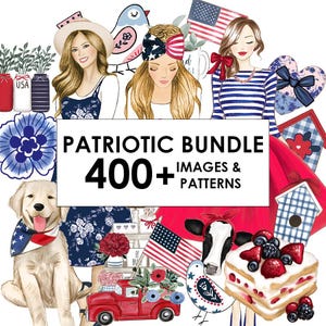 Vintage 4th of July PNG Clipart Bundle: Patriotic USA Graphics (Digital Download