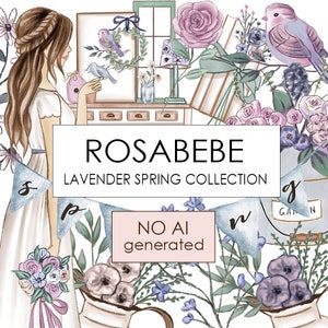 Conjunto PNG de primavera estilo cottagecore: flores vintage, imágenes prediseñadas para sublimación, pegatinas digitales, decoración de pared primaveral, uso de POD