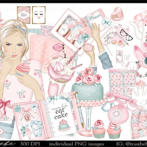 マリー・アントワネット ピンク PNG セット – コケット、フレンチ、ファッション、昇華転写用クリップアート、ステッカー、ウォールアートデコレーション、POD、ジャンクジャーナル、昇華転写