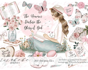Christian Clipart Bundle: Bible, Prayer, Devotional (PNG)