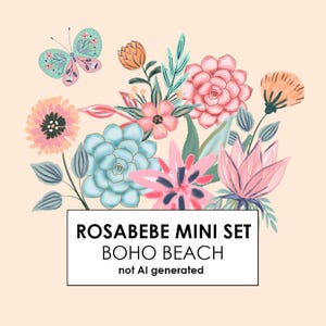 Boho Tropical Flowers PNG Clipart Set: Beach Florals for Sublimation